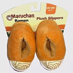 Maruchan Ramen Noodle Soup Slippers New Plush Funny Face Size Small Medium 4 - 7